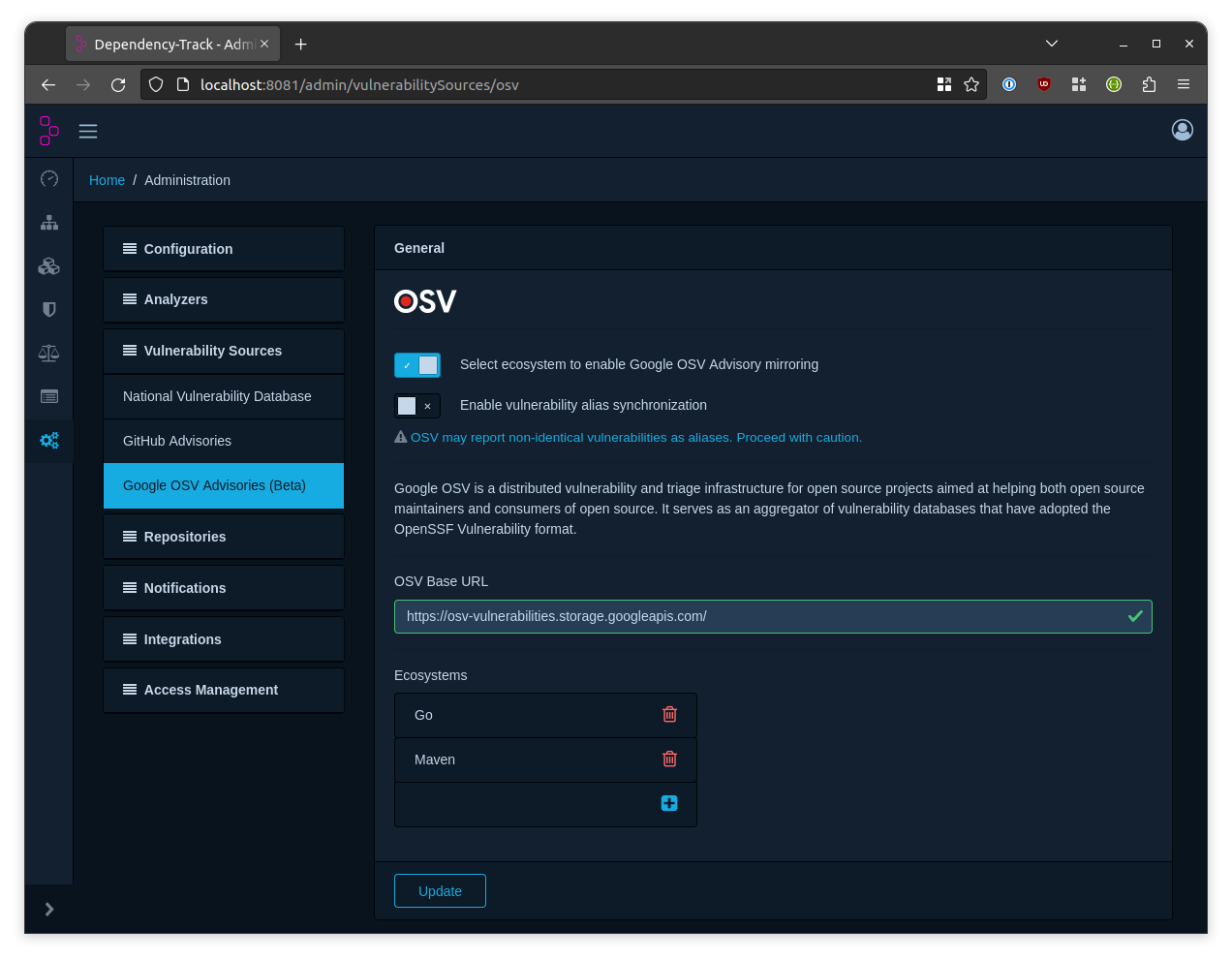 OSV Configuration